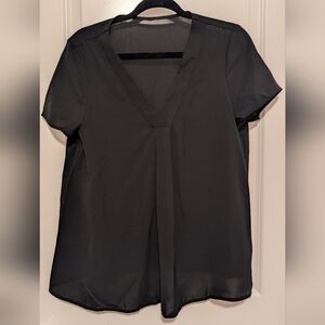 Black V-Neck Women's Top